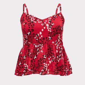 TORRID 5X chiffon peplum midi plus cami pink red